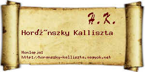 Horánszky Kalliszta névjegykártya